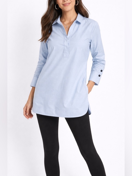 Chico's Tops - Chicos tunic blouse no iron baby blue size medium Chicos 1